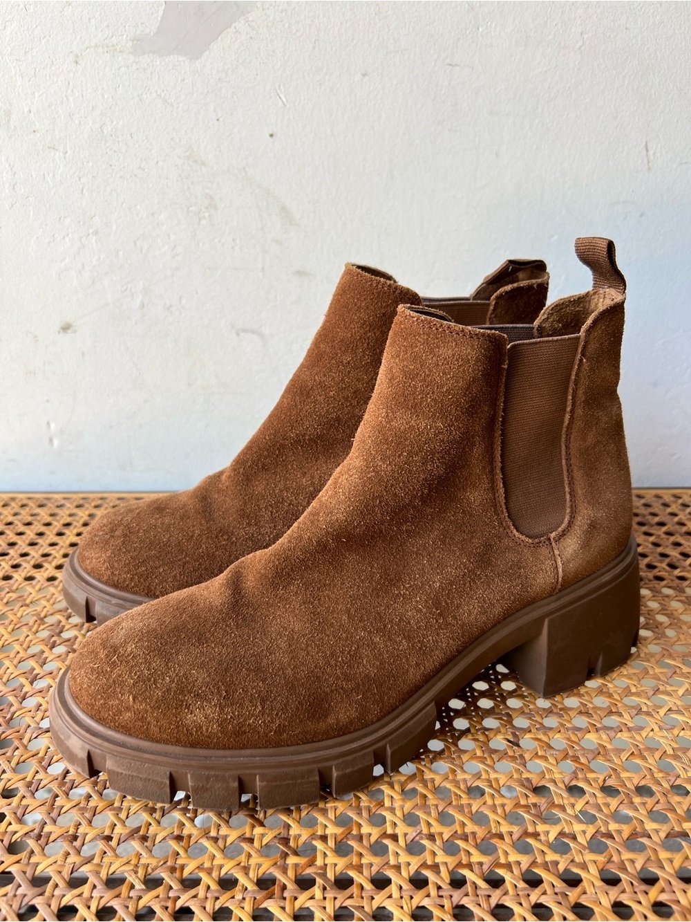 Steve Madden Brown Suede Chelsea Booties - Women's Chunky Sole